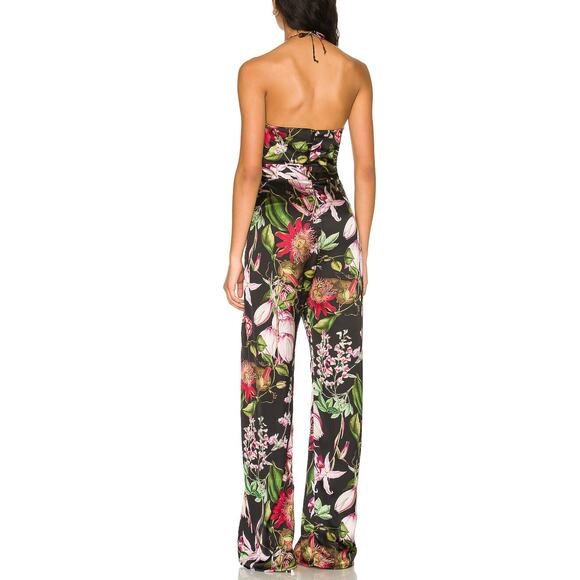Katie May Black Cocktail Jumpsuit LARGE Halter Wide Leg Split Hem Party $285 NEW - Picture 3 of 10